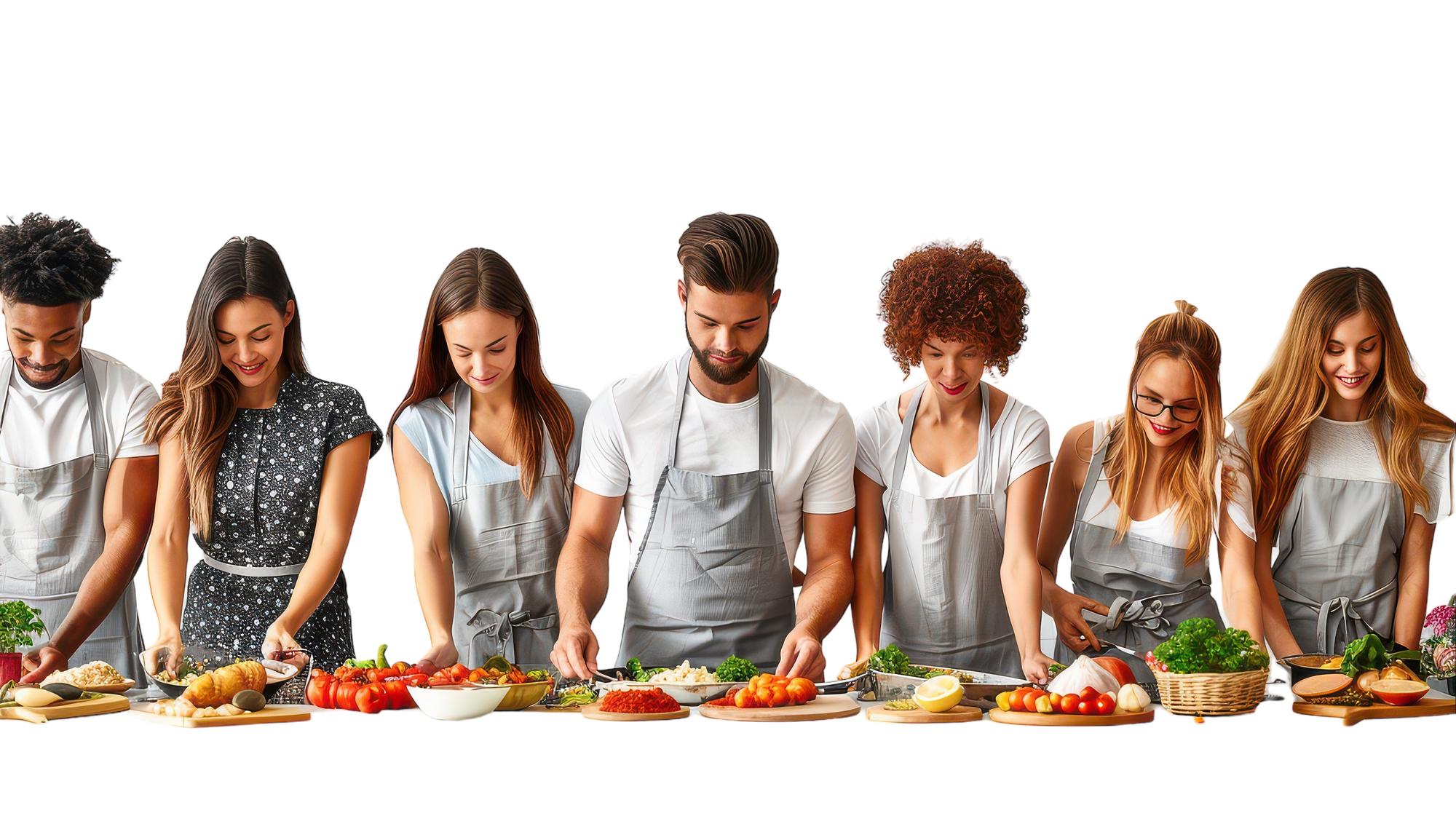 workshop participants tasting a dish